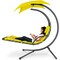 Best Choice Products Hanging Curved Chaise Lounge Chair Swing for Backyard, Patio w/ Pillow, Shade, Stand